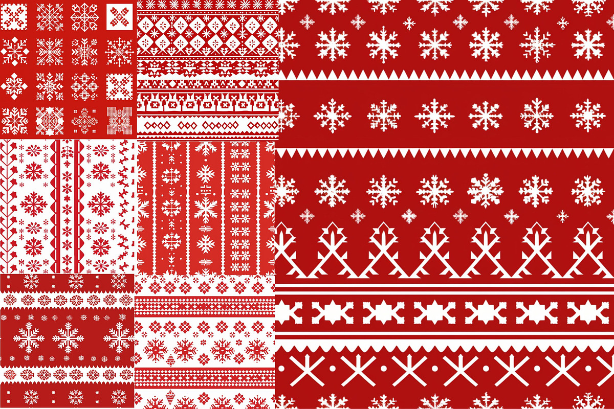 Red & White Nordic Christmas, a Pattern Graphic by Pattern Whimsy (Photo 3 of 10)