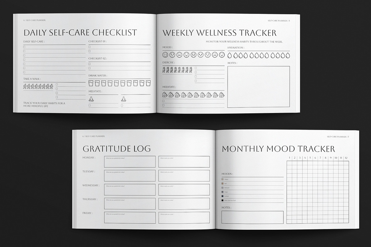 Self-Care Planner Template Landscape, a Brochure Template by E-Type (Photo 3 of 7)