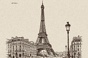 Parisian Streets Urban Sketch, a Background Graphic by Alara Studio (Thumbnail 7 of 9)