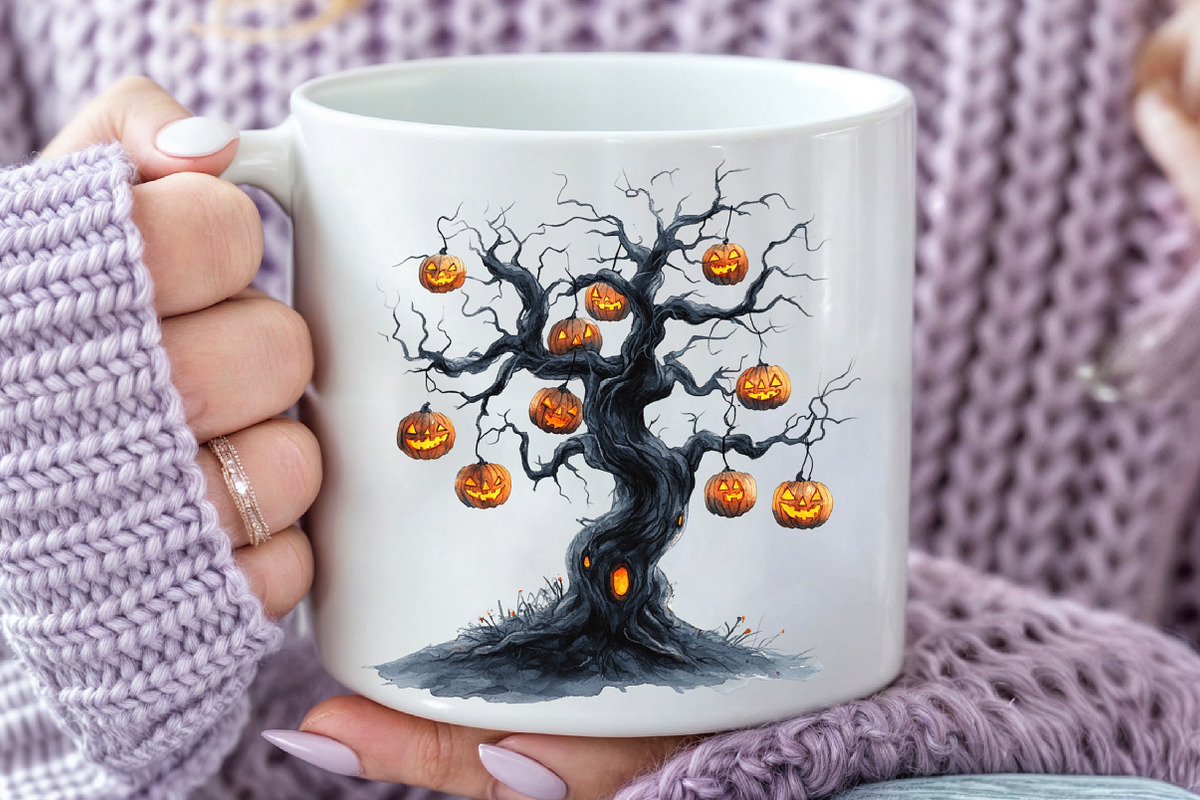 Watercolor Halloween Tree Clipart, an Illustration by Rose Art (Photo 6 of 7)
