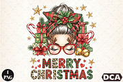 Merry Christmas messy bun png, an Illustration by DreamCafeArt (Thumbnail 1 of 7)