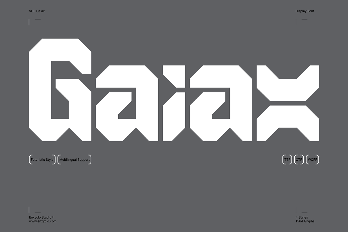 Gaiax - Futuristic Font, a Sans Serif Font by Enxyclo Studio (Photo 1 of 11)