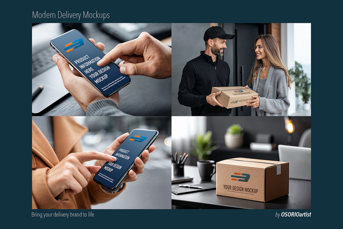 Modern Delivery Mockups, a Packaging Mockup by OSORIOartist (Photo 2 of 4)