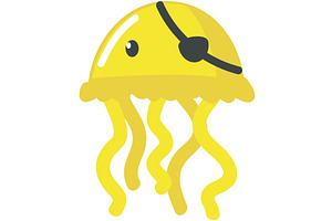 Cute pirate jellyfish animal in eye