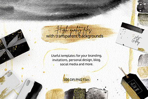 Modern Black & Gold Watercolor Set