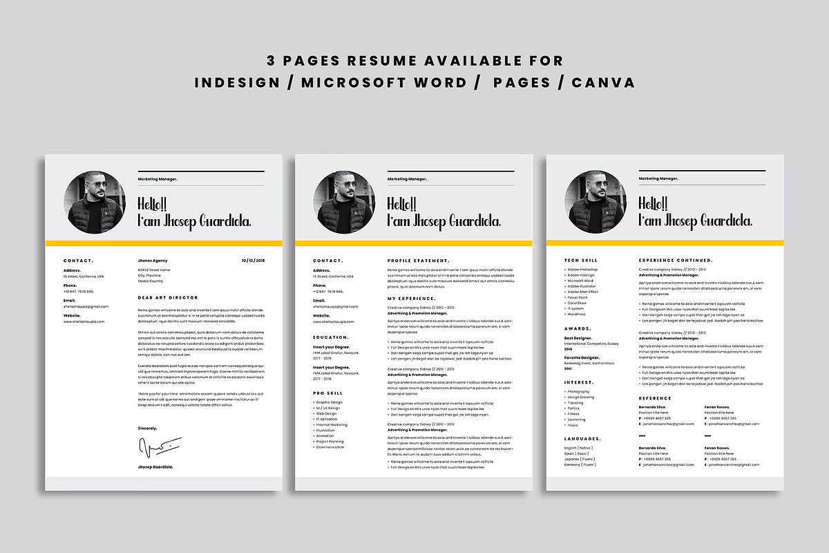 Modern Resume Template | Word, Canva, a Resume Template by Occy Design (Photo 2 of 4)