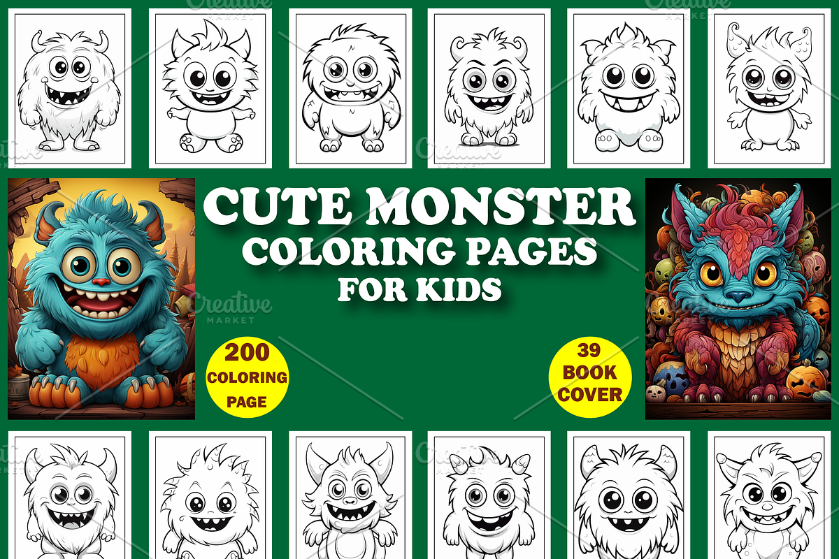 200 Cute Monster Coloring Pages for, a Stationery Template by Design Station (Photo 1 of 6)
