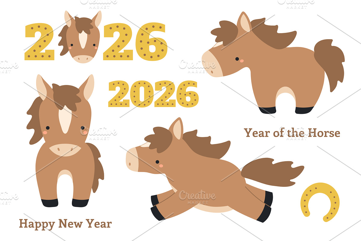 2026 Lunar New Year kawaii horse, an Object Illustration by sceptical cactus