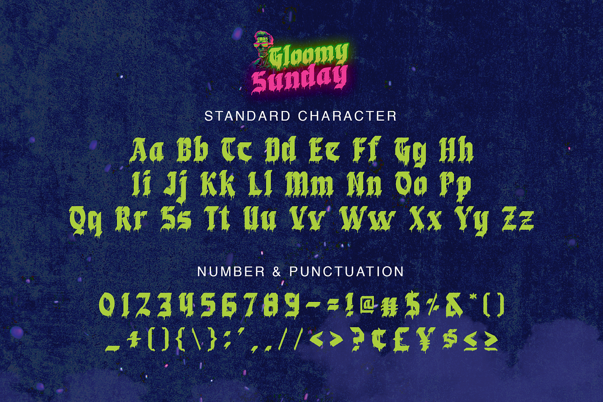 Gloomy Sunday - Dripping Blackletter, a Blackletter Font by Pixesia Studio (Photo 10 of 11)