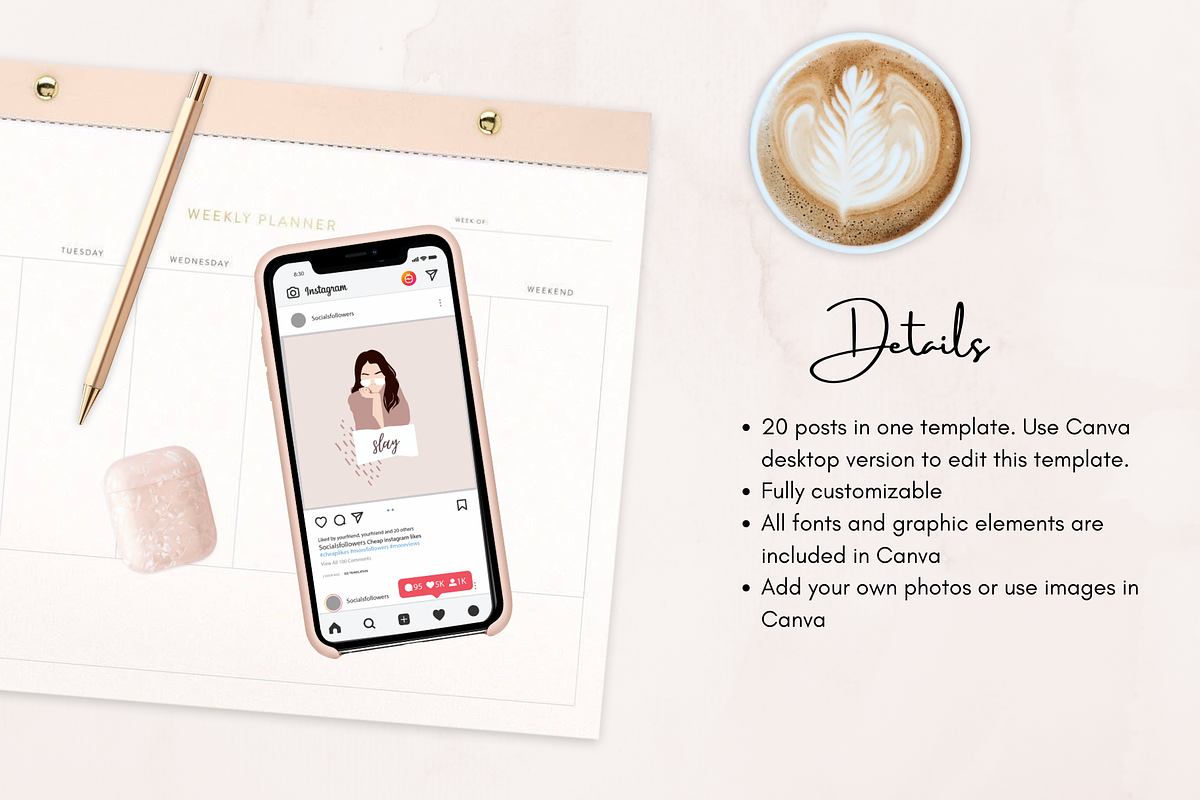 40 Instagram Post & Stories - CANVA, a Social Media Template by Tegefeldt Design (Photo 9 of 10)