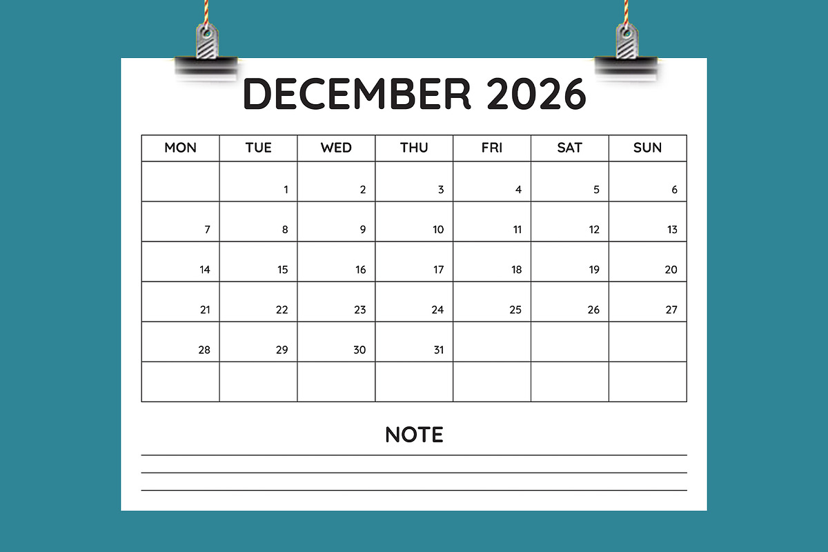8.5x11 inch Minimalist 2026 Calendar, a Stationery Template by Sofir Nayeem (Photo 2 of 2)