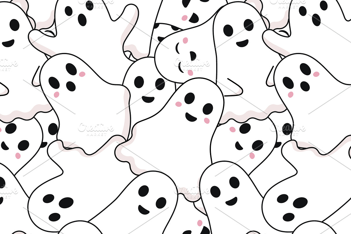 Cute Halloween ghost pattern, a Pattern Graphic by Yayasya (Photo 2 of 3)