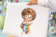 Whimsical School Boy Clipart Bundle, an Illustration by GatewayDesign (Thumbnail 4 of 4)