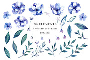 Floral Blues Watercolor Design Set, an Illustration by Art by Lin (Thumbnail 2 of 5)