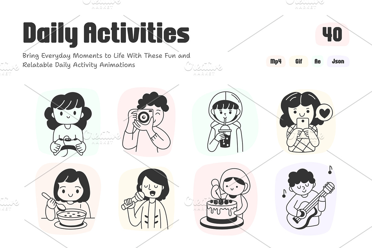 Animated Daily Activities Doodle