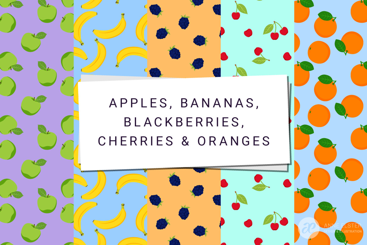 12 Fruit Vector Patterns, a Pattern Graphic by Anne Elster Design (Photo 4 of 4)