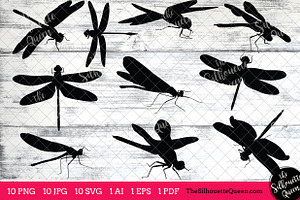 Dragon Fly Silhouette Clipart Vector