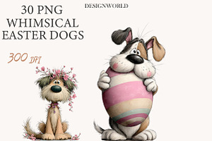 Whimsical Easter Dogs clipart, an Illustration by Designworld