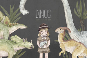 DINOSAURS watercolor set