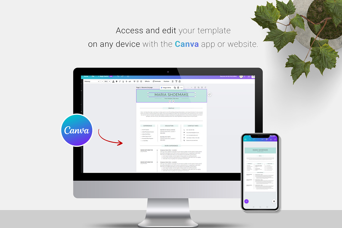 Resume / CV Template | Canva & Word, a Resume Template by CreativeZoom (Photo 6 of 7)