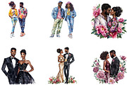 Black Couple Watercolor Set, a Seasonal Illustration by Designking (Thumbnail 4 of 5)