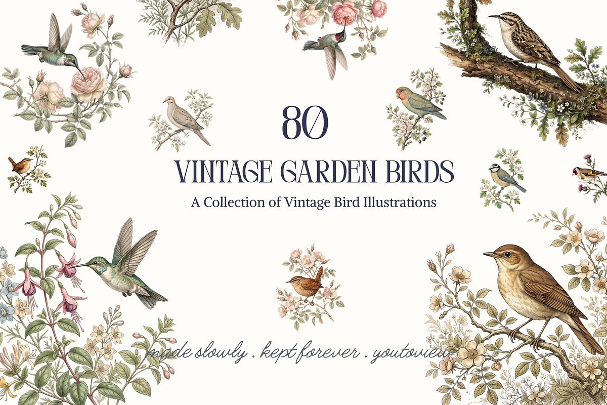 Vintage Garden Birds Illustrations, a Decorative Illustration by youtoview (Photo 1 of 17)