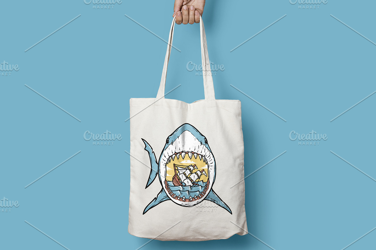 ships sink in the mouth of the shark, an Animal Illustration by gunaonedesign (Photo 4 of 4)