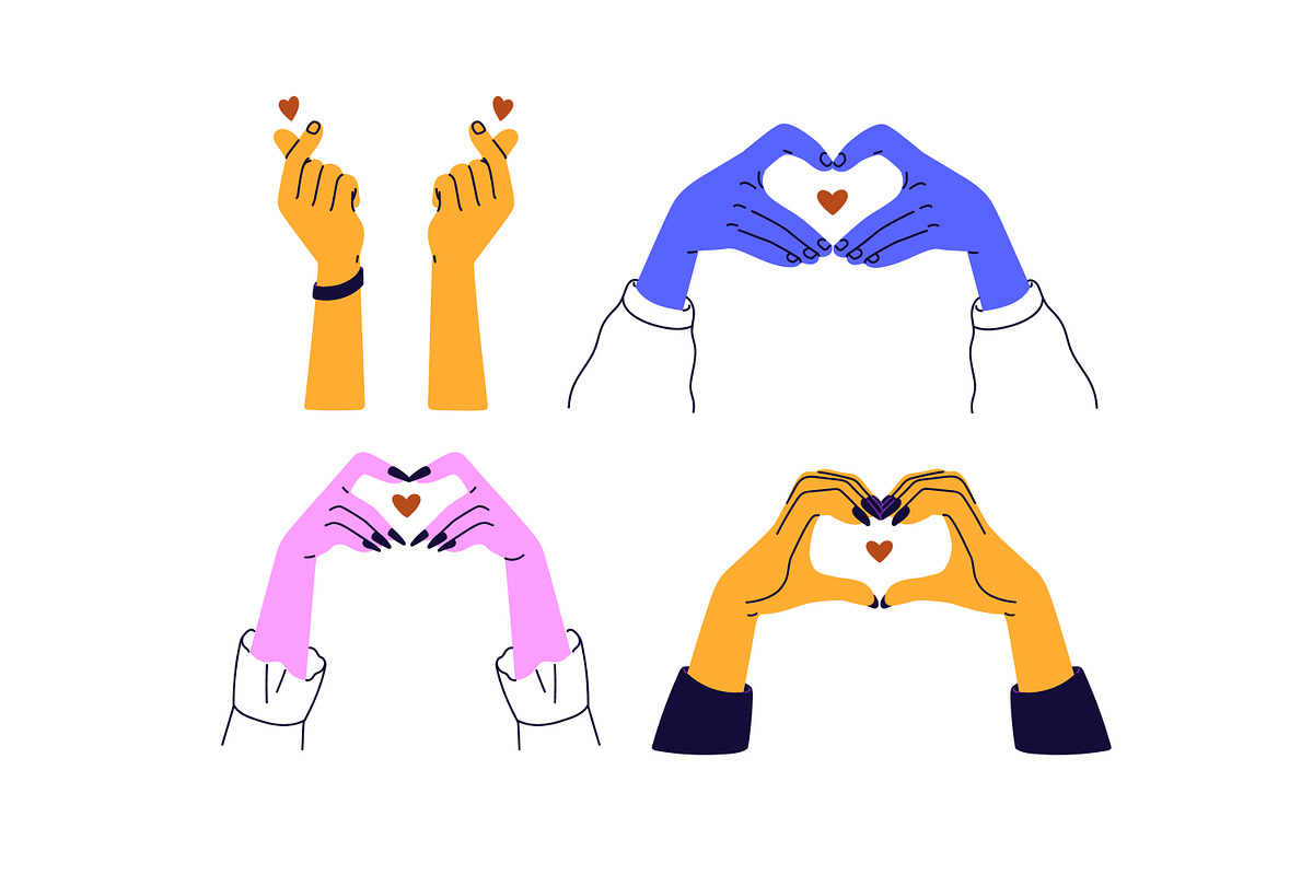 Hands making heart gesture set, a Person Illustration by Good Studio (Photo 7 of 10)