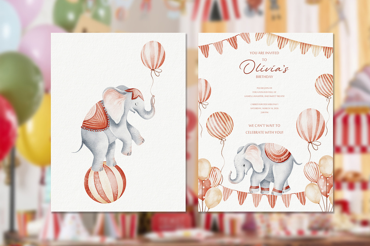 Cute Circus Watercolor Clipart Set, an Animal Illustration by LenArt (Photo 9 of 18)