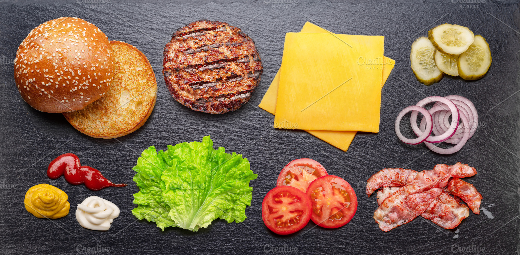 Cheeseburger ingredients, a Food & Drink Photo by Volff