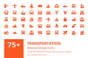 90 Transportation Material Icons, a Solid Icon by Creative Stall