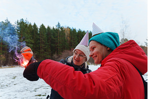 Celebrating joyfully in a snowy, a Nature Photo by darksoul72