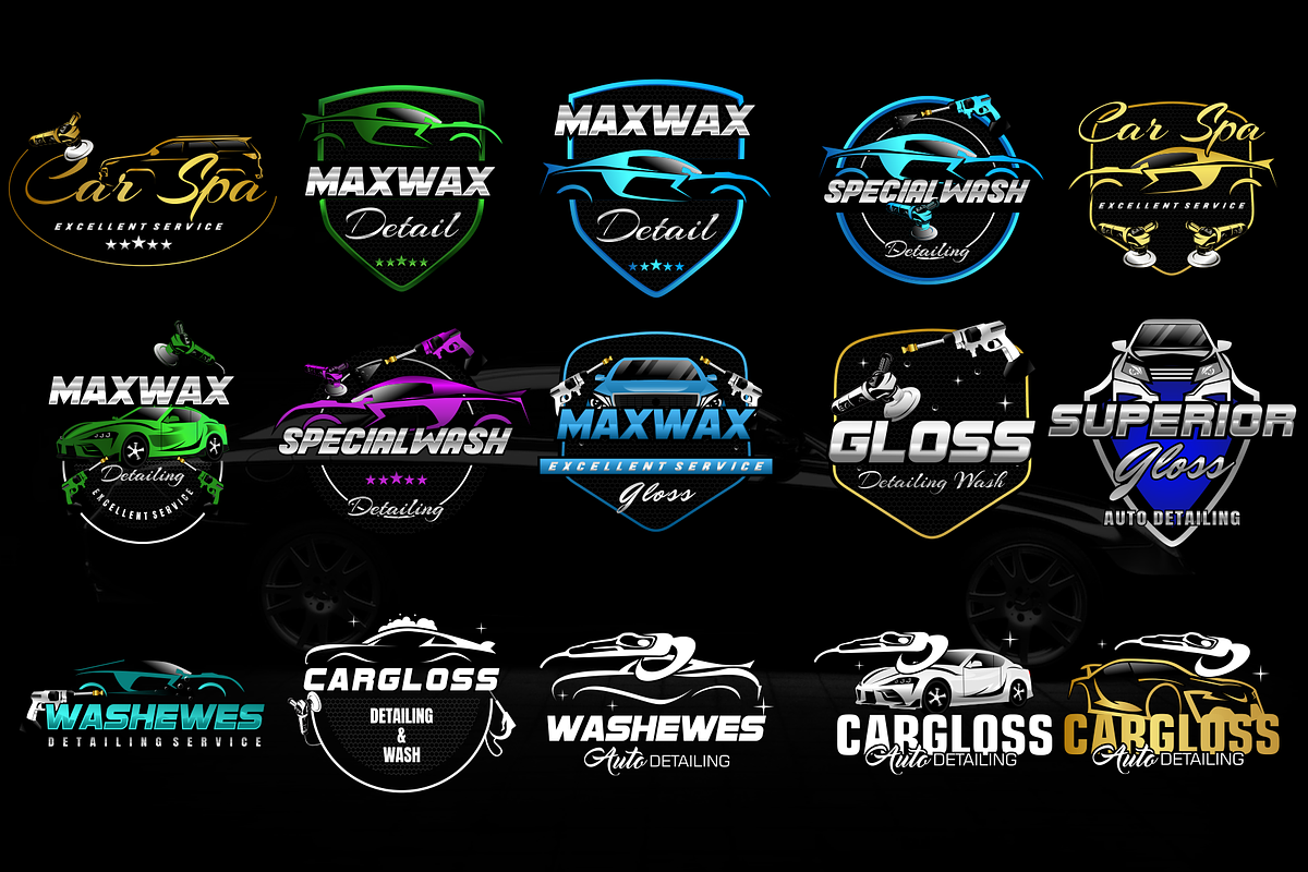 Auto Detailing Logo Bundle, a Branding & Logo Template by Glowin_studio (Photo 3 of 3)