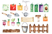 Watercolor vegetable garden, a Food Illustration by MayaNavits (Thumbnail 3 of 10)