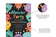 Monster Birthday Party Invitation, an Invitation Template by heynomi (Thumbnail 8 of 19)