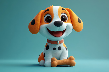 Playful cartoon puppy with a happy e, a Photo by Tanuart