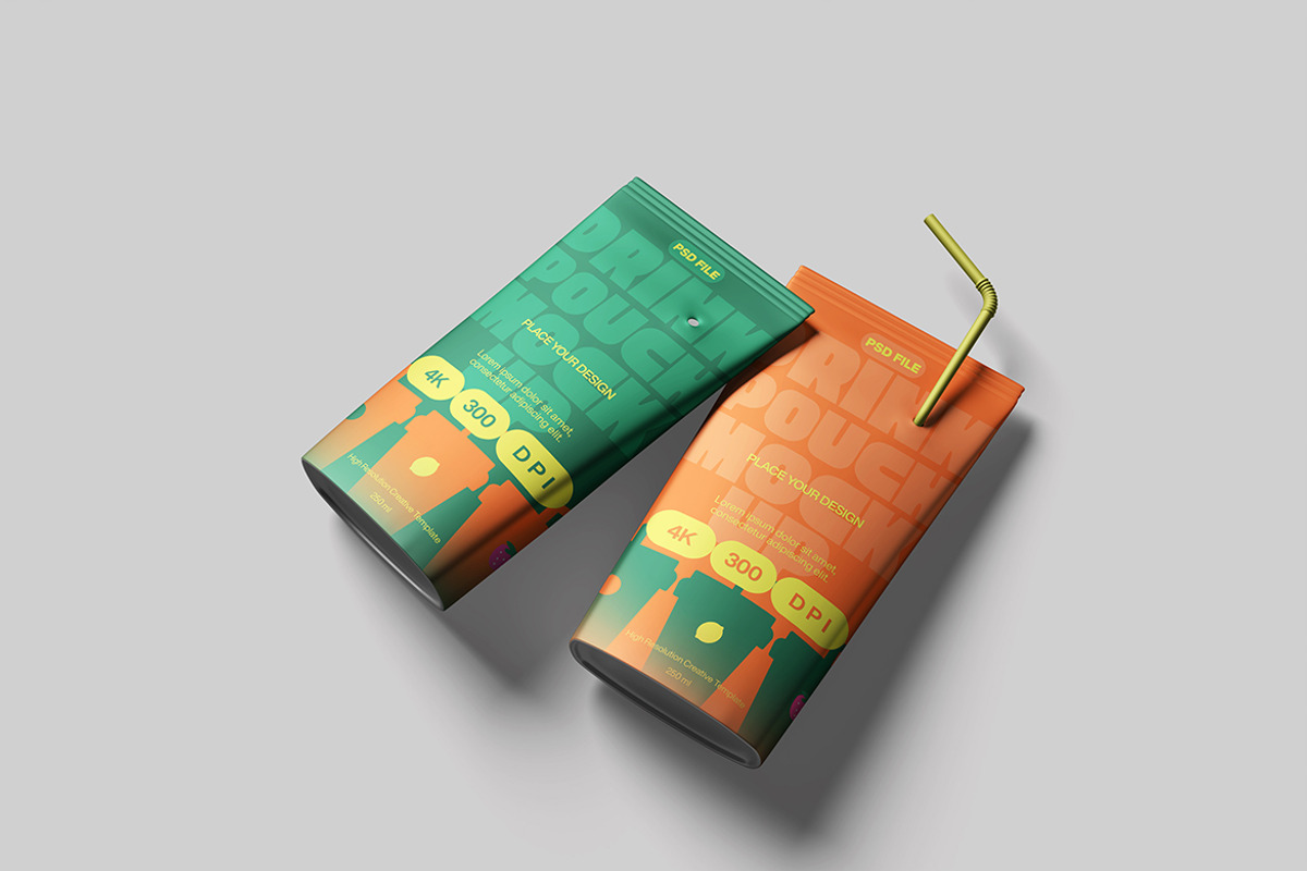 Editable Drink Pouch Mockup, a Packaging Mockup by bimockup (Photo 6 of 6)