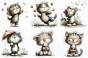 Whimsical Summer Cats Clipart PNG, an Animal Illustration by Craft Nest (Thumbnail 4 of 6)