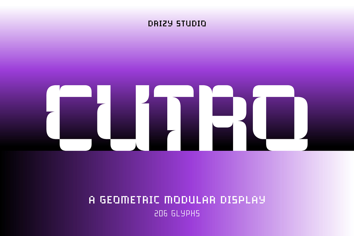 Cutro – Geometric Modular Display, a Sans Serif Font by Drizy (Photo 1 of 10)