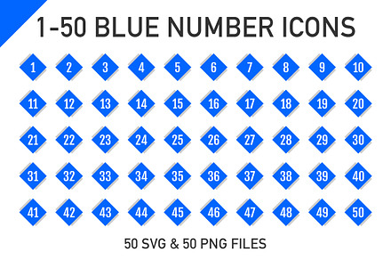 1-50 Black Cube Number Icons with a