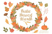 Fall Harvest Wreath Vectors, an Illustration by Amanda Ilkov (Thumbnail 1 of 4)