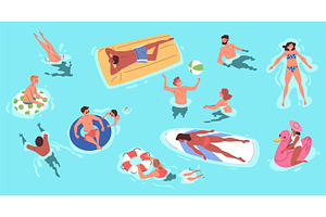 People swim in sea water. Man woman, a Sport Illustration by Stock-Smart-Start
