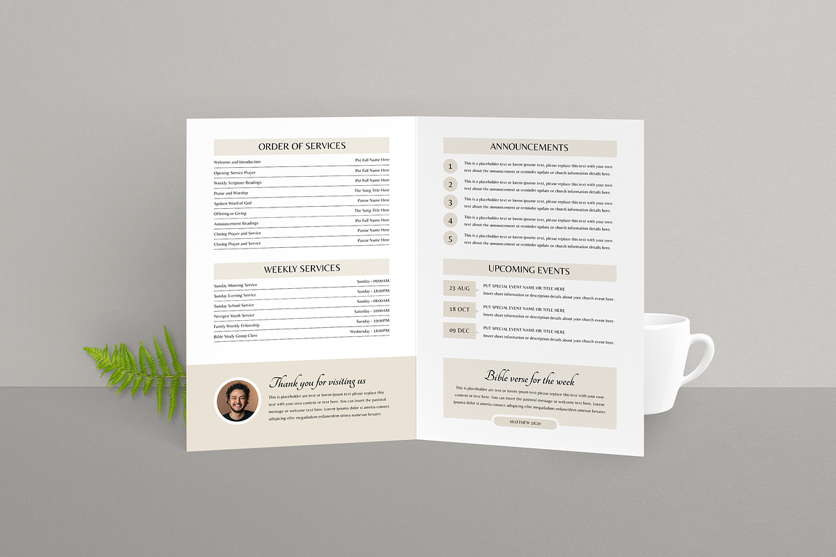 Church Bulletin | Canva, Word, Indd, a Brochure Template by Leaflove (Photo 2 of 5)