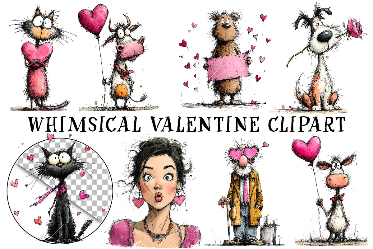 Whimsical Valentine Clipart, an Illustration by OK Design (Photo 3 of 6)