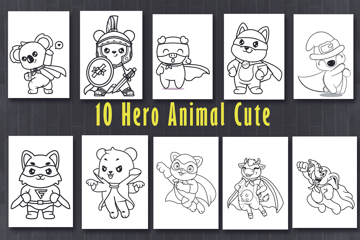Hero Animal Coloring Page, an Illustration by Eka Design (Photo 2 of 2)