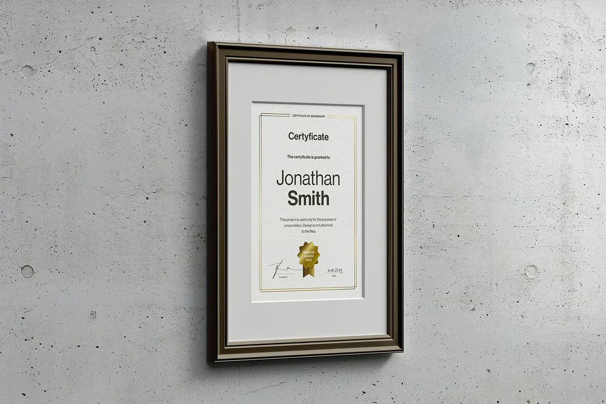 A4 Passe-partout Certificate Mock-up, an Advertising Mockup by zippypixelstudio (Photo 6 of 13)