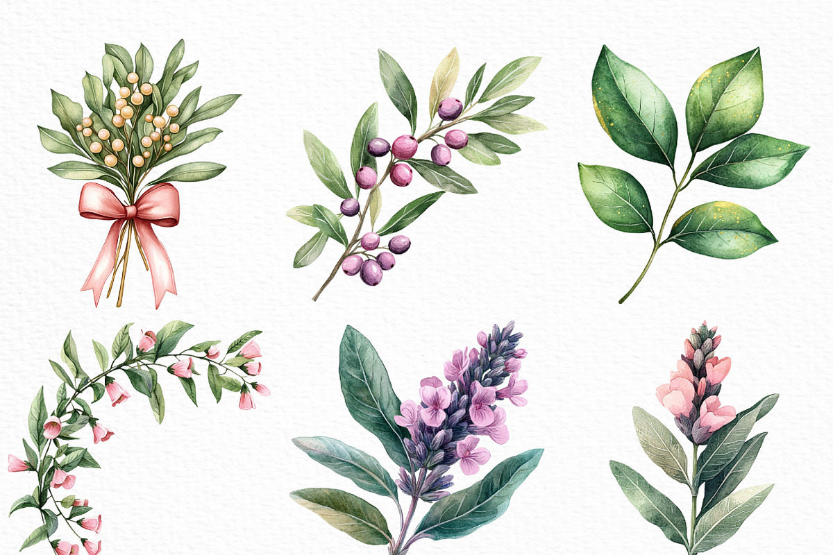 Coquette Christmas Herbs Clipart, an Illustration by Craft Nest (Photo 4 of 6)