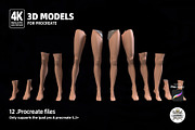 Procreate 3d Models (4K) Leg Female, a Brush Add-On by Luuuka studio (Thumbnail 4 of 5)