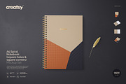 A5 Spiral Notebook Mockup Set, a Stationery Template by creatsy5 (Thumbnail 1 of 12)