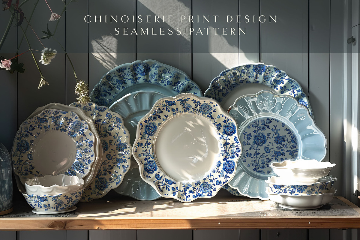 Chinoserie Floral Seamless Pattern, a Pattern Graphic by Olya Creative (Photo 3 of 8)
